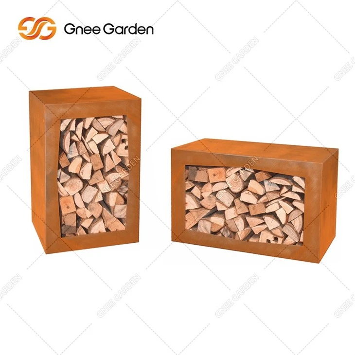 Assembly Metal Corten Steel Decoration Wood Storage