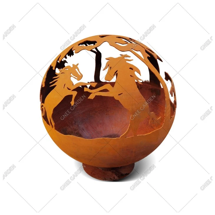 Backyard Sérsniðin upphitun Corten Steel Sphere Ryð