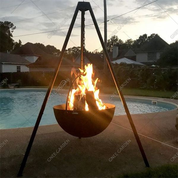Corten Steel Eldskál Grill með Grillhring / Eldunarhellu úr ryðfríu stáli