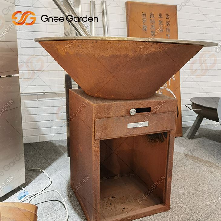 Garður Stór Rusty Corten Metal Heavy Duty Grill Grill BBQ
