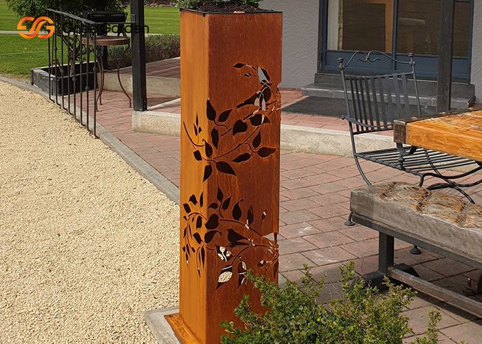 Garður Úti rétthyrnd Corten Stál Vatnsheldur ljós Bollard
