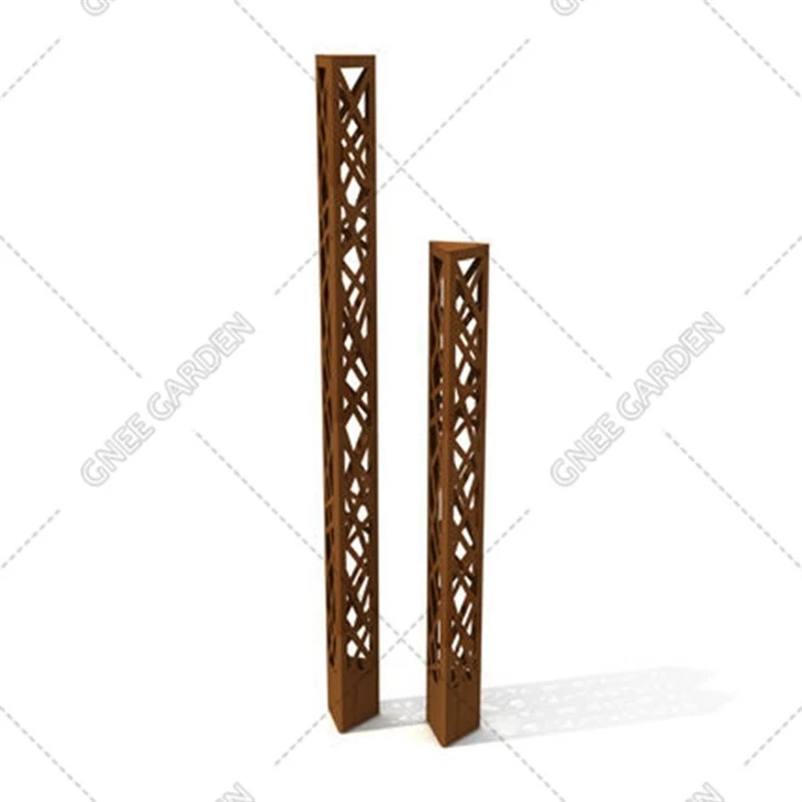 Outdoor Garden Light Bollard Corten Steel Standing Light Box