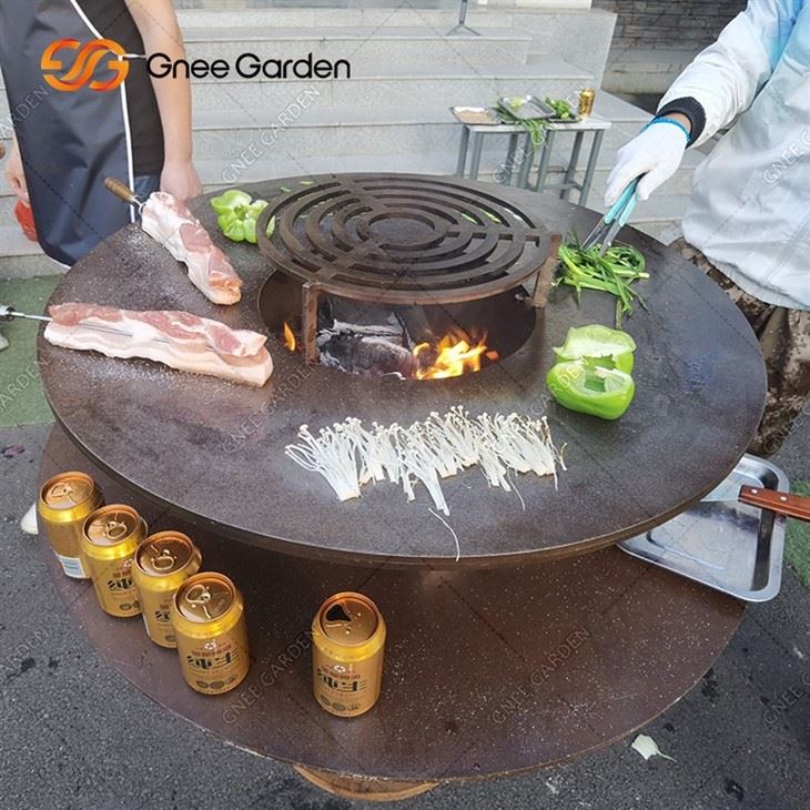 Rusty Corten Steel Woodburning BBQ Grill
