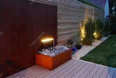 Garður Bakgarður Vatnsþættir Metal Square Vatnsskál Corten Steel Cube Vatnsbrunnur með dælu