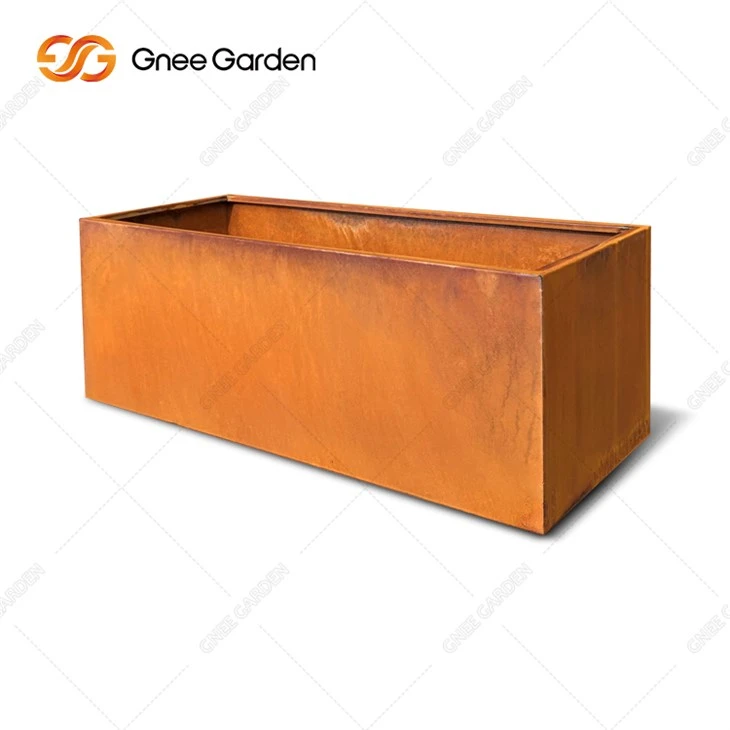 Veður Corten Stálsúlu Planter Garden Blómapottar