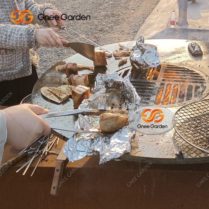 Outdoor Kitchen Corten Steel Fireplace Grill Smoker