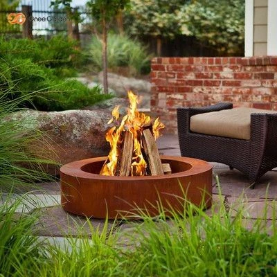 Corten steel curved fire pit