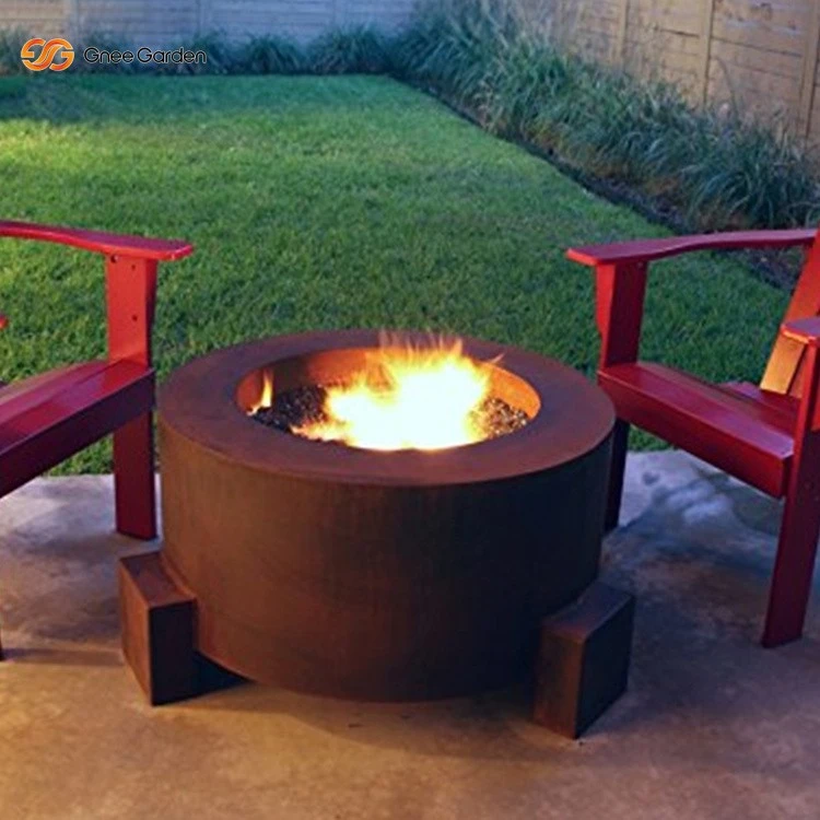 Weathering steel round bowl fire pit