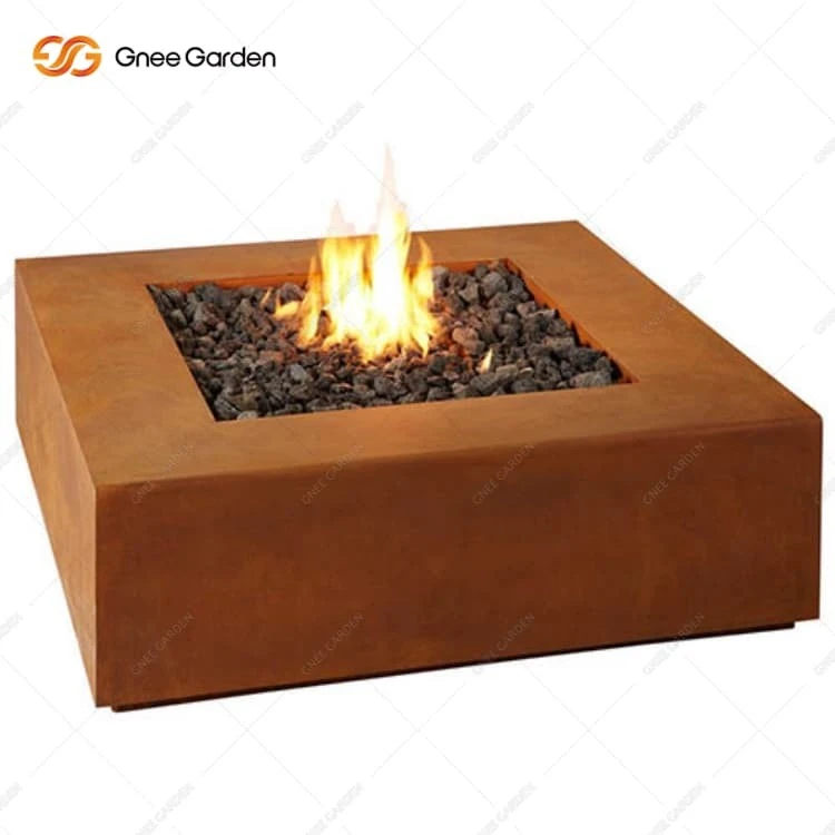 Corten Steel outdoor gas fire pit table (2)