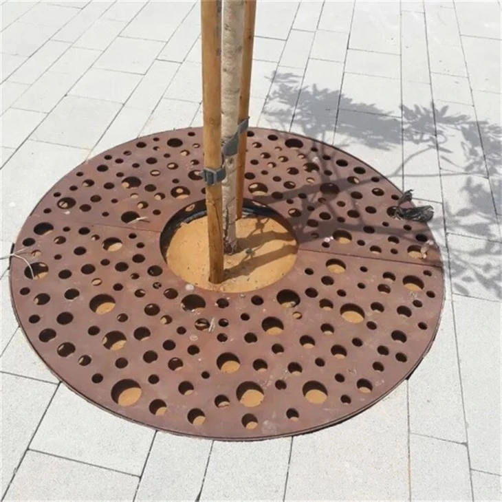 Circular Corten Steel Tree Root Grate Cover