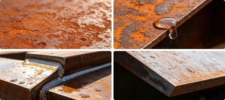 Natural rust patina detail of Corten steel water feature Natural rust patina detail of Corten steel water feature