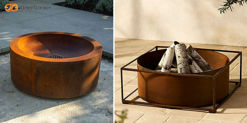 Weathering steel round bowl fire pit Weathering steel round bowl fire pit