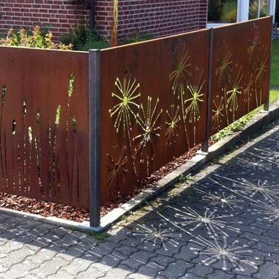 Laser Cut Privacy girðing Panel Úti Corten Stál girðing Skreytt einka garður girðing